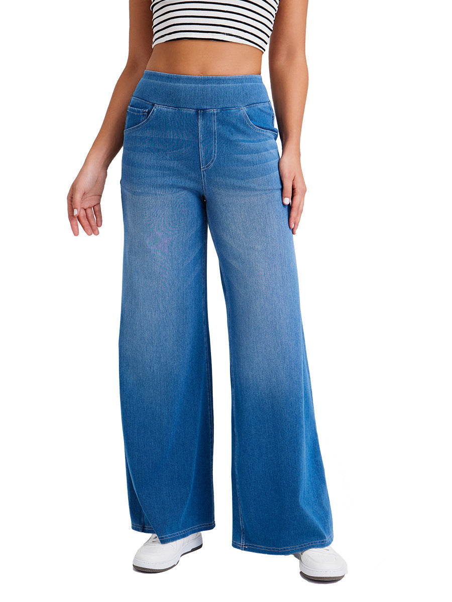 Women High Waist Denim Wide Leg Pants