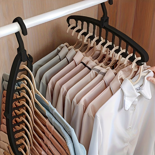 1pc Plastic 11-Hole Hanger Storage Rack, Multi-Functional No-Trace Hanger, Household Folding Clothes Hanger for Drying, Practical Shelving Rack for Halloween, Christmas, Happy New Year, Utility Racks