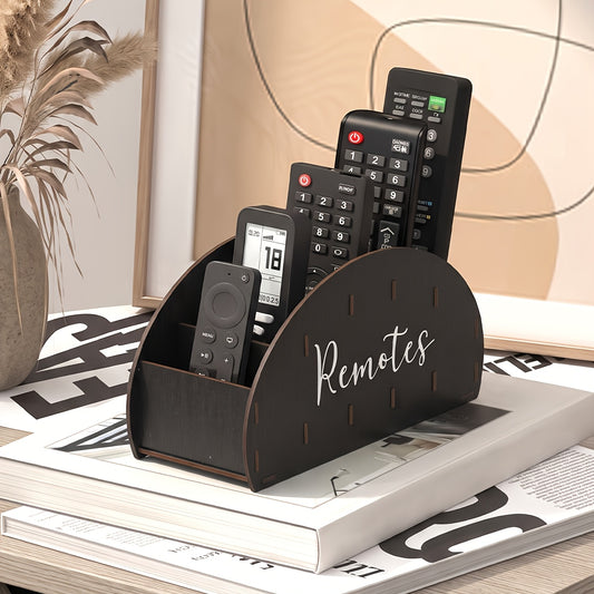 1 Set, Semicircular Wooden Storage Baskets, 4 Compartment Remotes Storage Caddy, Multi Slot Container for Remote Controls Makeup Brushes, Couch Coffee Table Desktop Decor, Home Decor Shelf Baskets, Shelf Baskets
