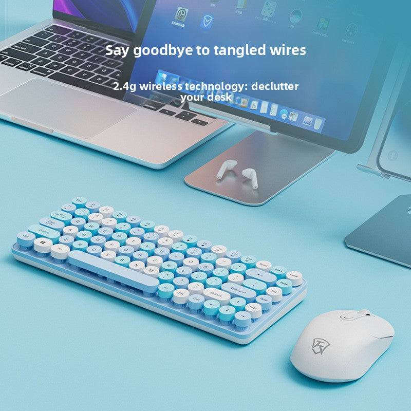 Wireless Mechanical Feel Silent Keyboard with Bluetooth Rechargeable