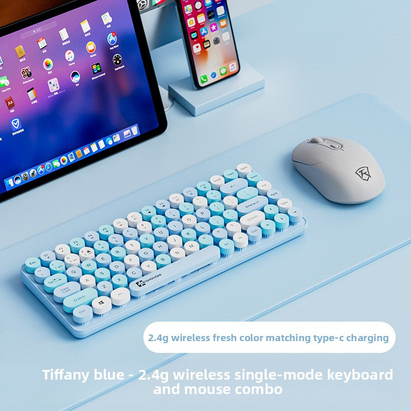 Wireless Mechanical Feel Silent Keyboard with Bluetooth Rechargeable