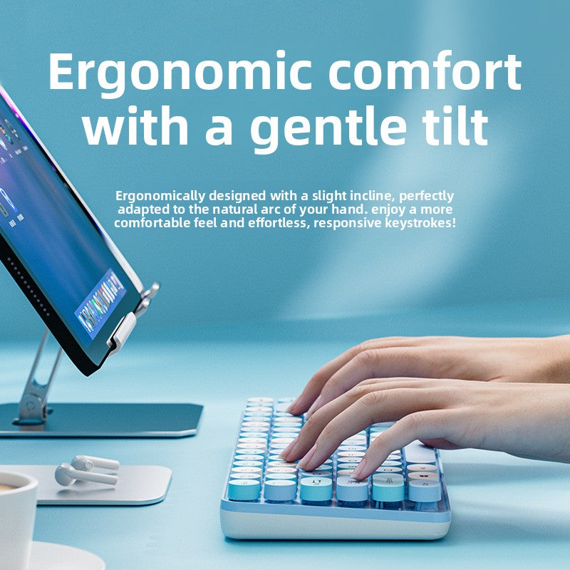Wireless Mechanical Feel Silent Keyboard with Bluetooth Rechargeable