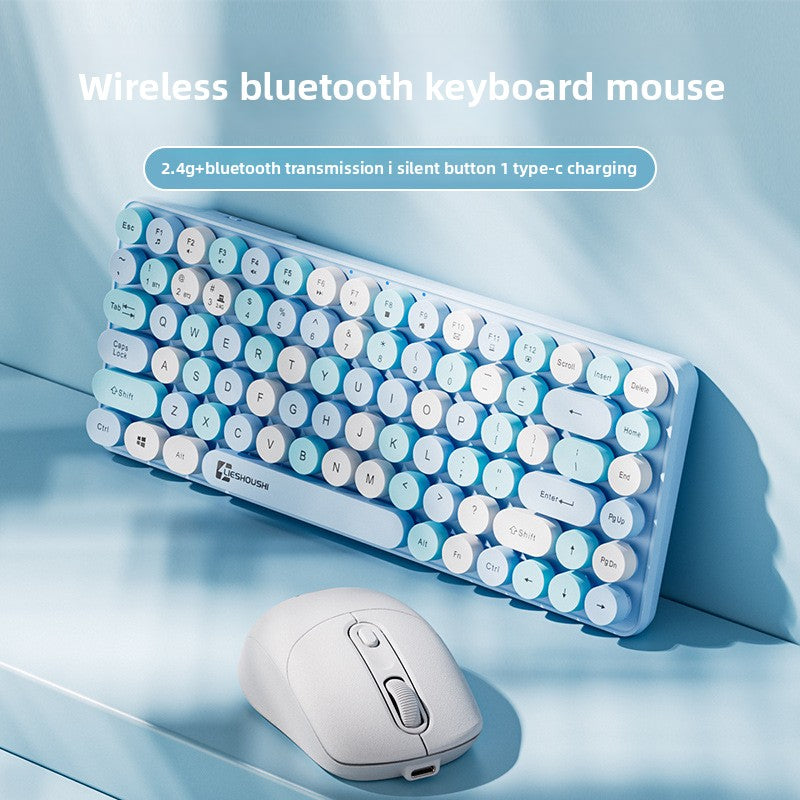 Wireless Mechanical Feel Silent Keyboard with Bluetooth Rechargeable