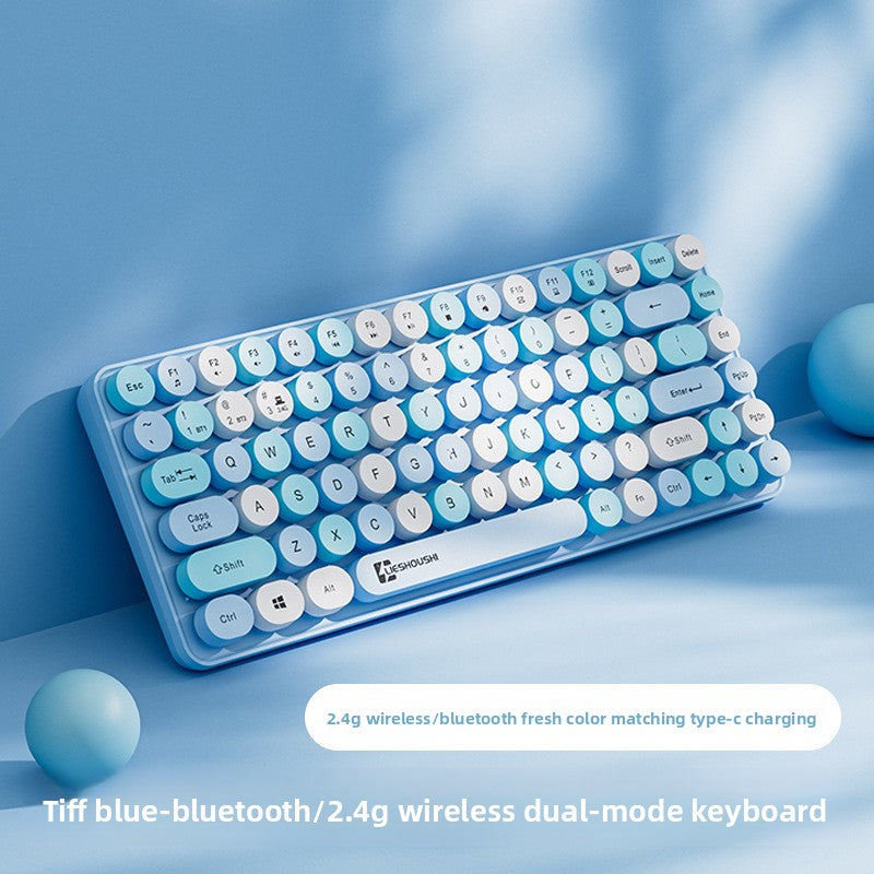 Wireless Mechanical Feel Silent Keyboard with Bluetooth Rechargeable