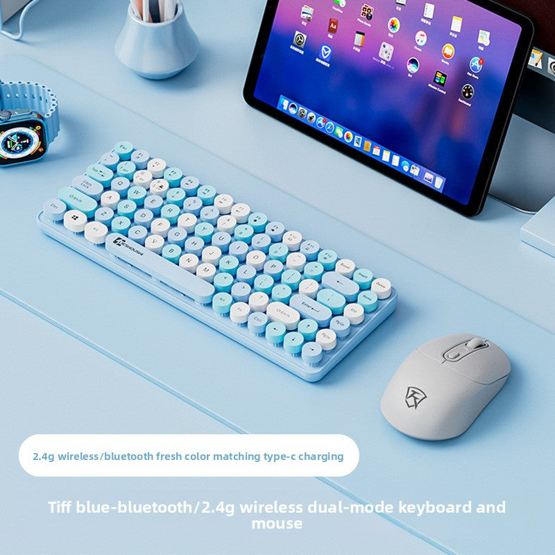 Wireless Mechanical Feel Silent Keyboard with Bluetooth Rechargeable