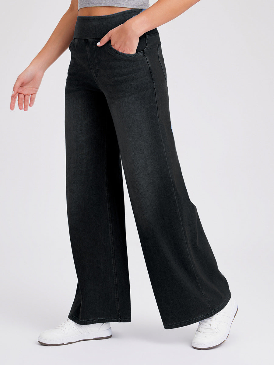 Women High Waist Denim Wide Leg Pants