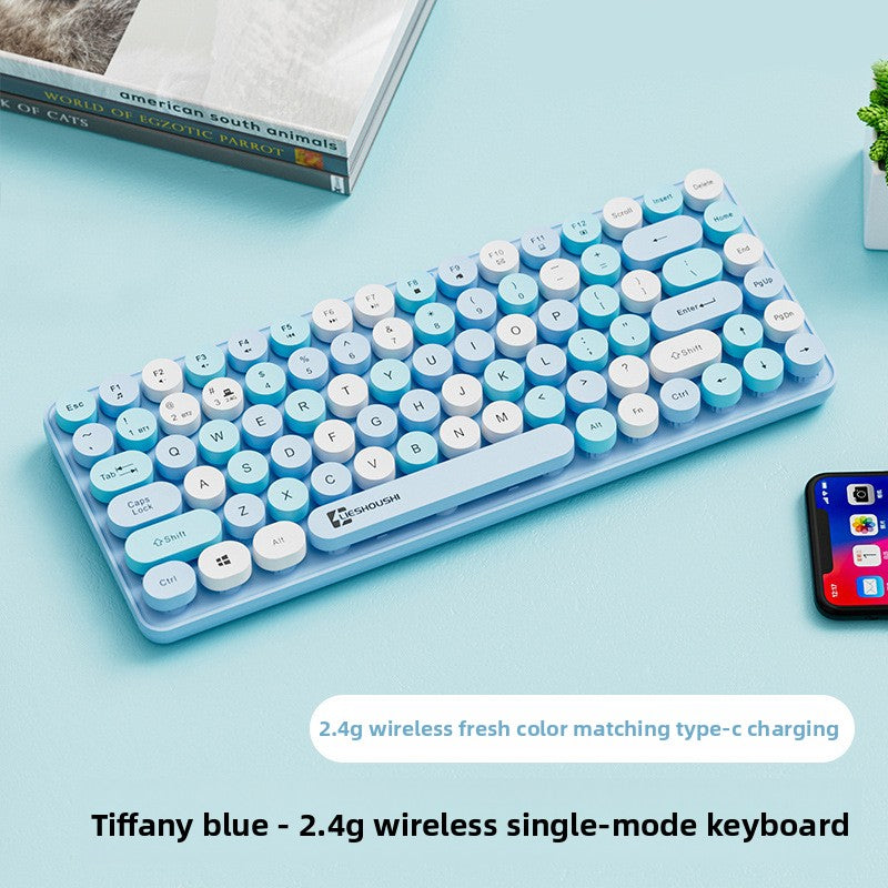 Wireless Mechanical Feel Silent Keyboard with Bluetooth Rechargeable