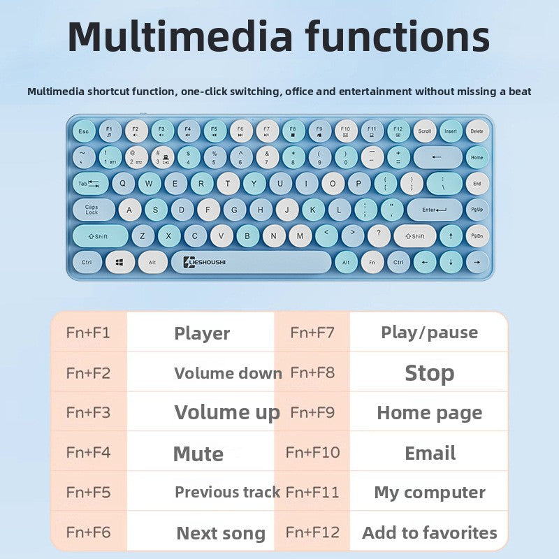 Wireless Mechanical Feel Silent Keyboard with Bluetooth Rechargeable