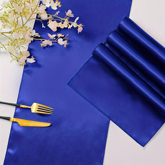 6pcs Satin Table Runners | Suitable for Weddings, Birthday Parties, Banquets, Graduation Ceremonies - Royal Blue, Rectangular and Round Tables