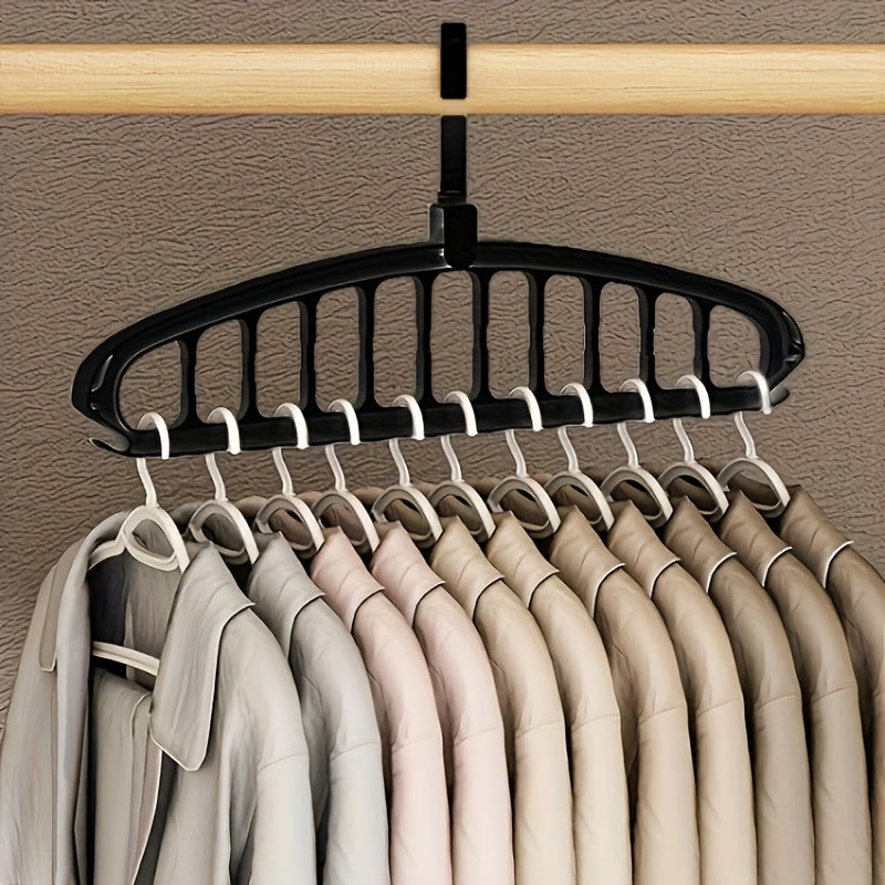 1pc Plastic 11-Hole Hanger Storage Rack, Multi-Functional No-Trace Hanger, Household Folding Clothes Hanger for Drying, Practical Shelving Rack for Halloween, Christmas, Happy New Year, Utility Racks
