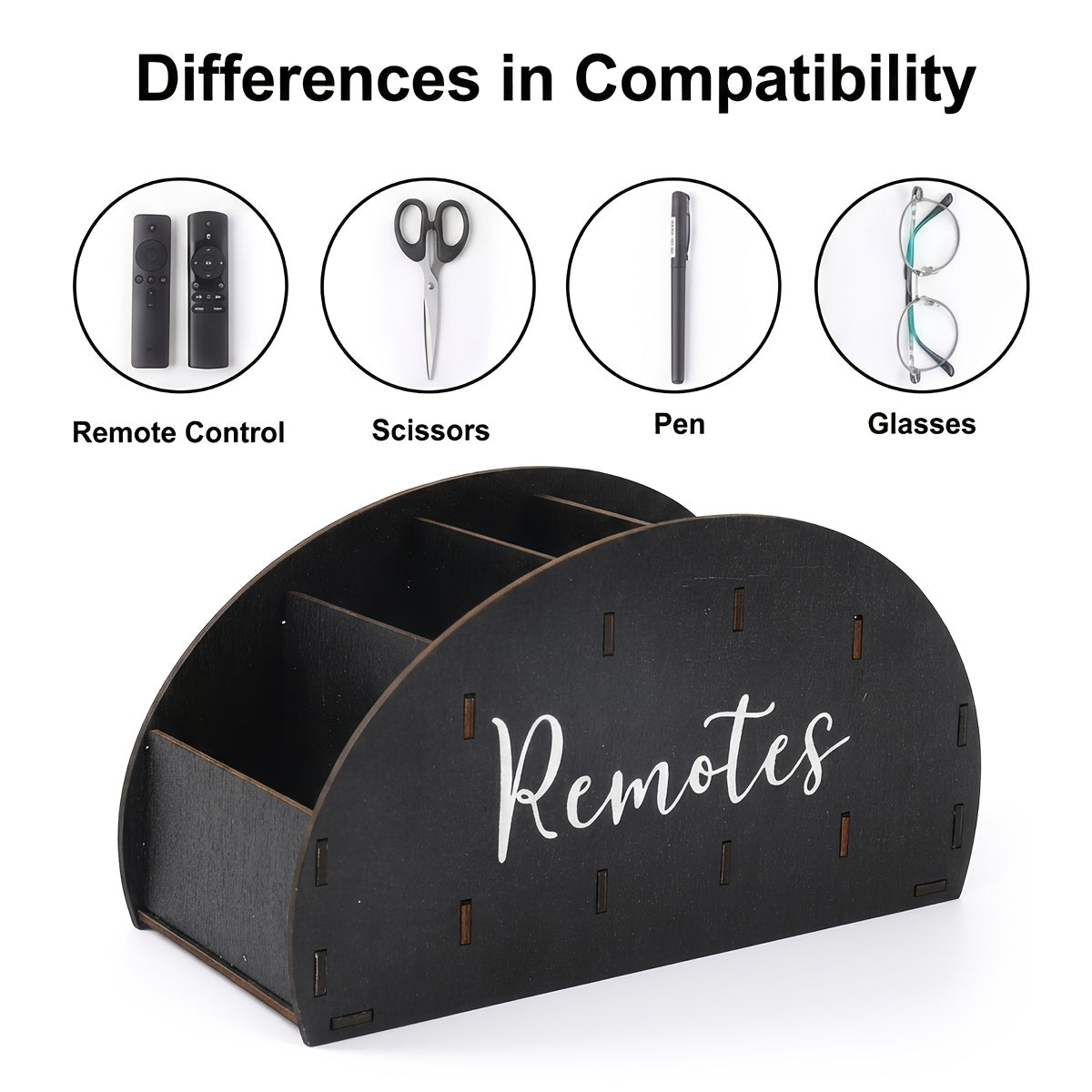 1 Set, Semicircular Wooden Storage Baskets, 4 Compartment Remotes Storage Caddy, Multi Slot Container for Remote Controls Makeup Brushes, Couch Coffee Table Desktop Decor, Home Decor Shelf Baskets, Shelf Baskets