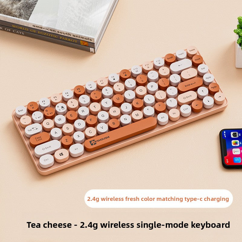 Wireless Mechanical Feel Silent Keyboard with Bluetooth Rechargeable