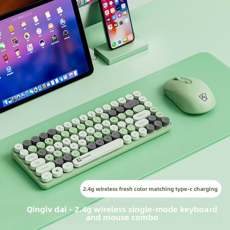 Wireless Mechanical Feel Silent Keyboard with Bluetooth Rechargeable