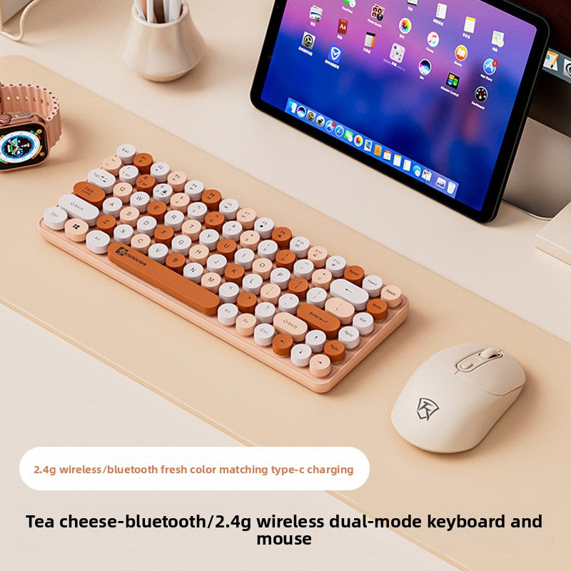 Wireless Mechanical Feel Silent Keyboard with Bluetooth Rechargeable